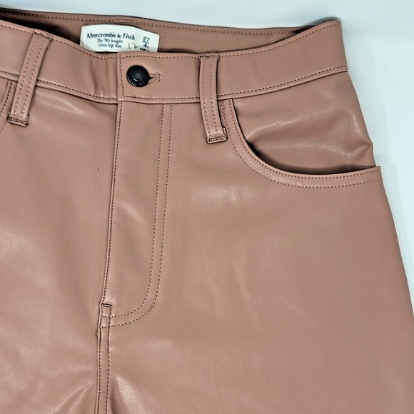 Abercrombie & Fitch The 90s Straight Ultra High Rise Vegan Leather Pants Sz 27/4 - Picture 3 of 10